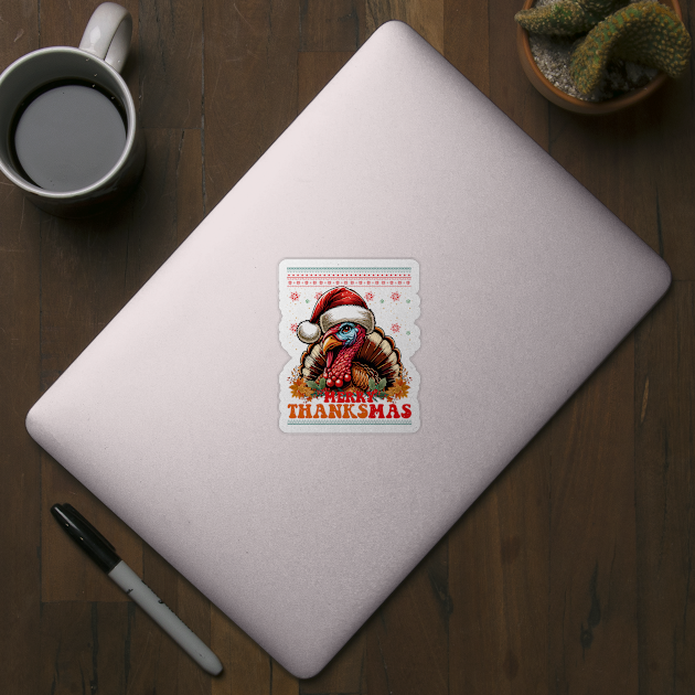 Thanksgiving Christmas Santa Turkey Merry Thanksmas by JessArty